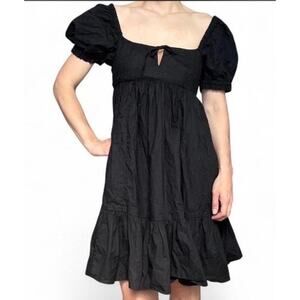 Urban Outfitters Wonderland Tie-Back Babydoll Dress Black 100% Cotton Size S